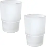 Toothbrush Holder Cup, 2 Pieces Replacement Transparent Glass Milk Tumbler Toothbrush Cup for Wall Mounted Toothbrush Holder Cup Universal Mouthwash Cup Bathroom Accessories (Matte)