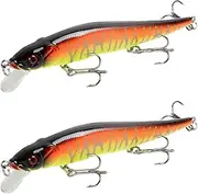 Fishing Lure Bait 2 Pcs Fishing Bait 11.5cm/14g Minnow Crankbait Wobblers 3D Eyes Perch Artificial Bait Pike Carp Bait Swim Bait Fishing Fishing Tackle