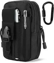 DOUN Outdoor Tactical Waist Bag EDC Molle Belt Waist Pouch Security Purse Phone Carrying Case for iPhone 8 Plus Galaxy Note 9 S9 Or Less Than 6.2 inches Smartphone - Black