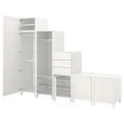 PLATSA wardrobe with 6 doors+3 drawers, white/Sannidal white, 300x57x231 cm