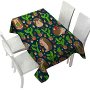 Cute Hedgehog and Cactus Tablecloth