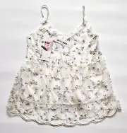 BOOHOO Pearl Embellished Mesh Cami UK 8/10 BNWT White