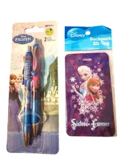 Disney Frozen Elsa Ana Olaf Ballpoint Pens Backpack Luggage Tag Set#3 NEW
