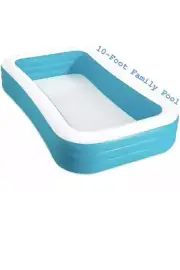 Play Day Inflatable 10 Foot Rectangular Family Swimming Kiddie Summer Pool NEW