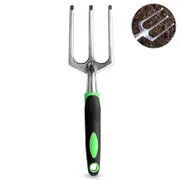 Catzon Garden Hand Fork Aluminum Alloy Garden Tool with Ergonomic Rubberized Non-Slip Grip