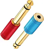 RCA to 1/4 Adapter, tunghey Gold Plated Pure Copper RCA Female to Quarter Inch Jack TS Mono Adapter Audio Connector - Multicolor 2 Pack