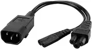 IEC320-C14 to C7+C5 Splitter Power Adapter Cord Cable 3-Prong Cabinet Server