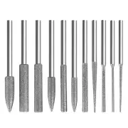 11PCS/Set 1/8" Different Shapes Diamond Burr Bits Rotary Tools Kit Accessories