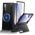 for Samsung Galaxy Z Fold 6 Case with Kickstand and S Pen Holder [S Pen Black