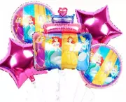 5Pcs Princess Theme Helium Balloon Set Kids Girls Party Decorations