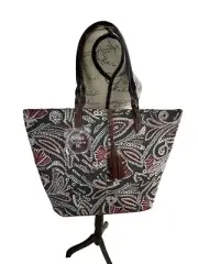 Braided Bohemian Lined Tote Bag in Grays & Pinks and Browns colors #314973 New