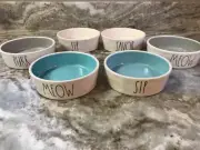 Rae Dunn Cat Bowl Meow, Purr, Savor Or Sip. Your Choice Ivory, Blue, Gray. New.
