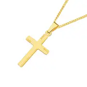 9ct Gold Geometric Patterned Cross Pendant