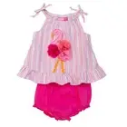 Good Lad Pink Striped Flamingo Appliqued Sundress & Bloomer Set 3-6 6-9 Months