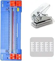4-in-1 Paper Cutter Small Portable A4 Paper Trimmer Photo Cutting Papper Cutter with Hole Punch and Loose-Leaf Ring Paper Slicer (Color : Blue)