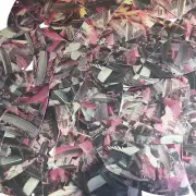 Sequin Fishscale Fin 1.5" Pink Silver Bird Feathers Print Metallic