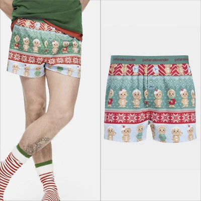 Peter Alexander Mens Christmas Gingerbread Boxer Short Cotton Various Sizes NWT