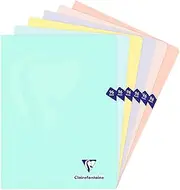 Clairefontaine Mimesys 308368C - Notebook DIN A4+, 24 x 32 cm, 48 sheets 90 g, squared 5/5 with margin, polypropylene cover, assorted pastel colours, pack of 1