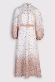 RRP €1671 ZIMMERMANN Carnaby Ditsy Leinen Midi Kleid AU3 US8 L Blumenmuster