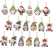 DRESSOOS 18pcs Christmas Gnome Cutouts Vintage Style Wood Gnome Pendants for Xmas Tree Decorations