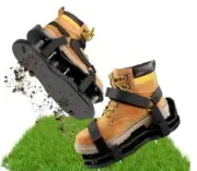 Lawn Aerator Shoes for Grass - Aerator Lawn Tool, Pre-Assembled Automatic Black