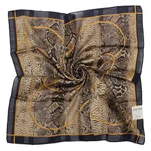 【Gianfranco Ferre】燙金LOGO蟒蛇紋繩索裝飾綿混絲領巾(黑色)