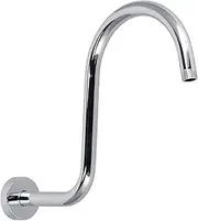 Shower Extension Arm with Flange, 16 Inch S Shaped High Arc Gooseneck Long Shower Extender Pipe, Shower Height Extender Bathroom Accessory for Rainfall Shower (233 Electroplating)