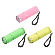 9 LED Glow in Dark Flashlight, 3Pcs Mini Aluminum Flashlight (Pink/Green/Yellow)