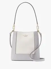 Lena Colorblock Pebbled Leather Bucket Bag