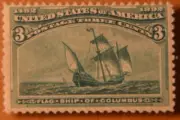 1893 U.S. SC #232 3-cent Flagship of Columbus, green, Perf 12