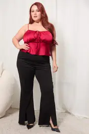 Black Split Flare Ponte Pants