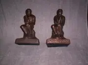 THE THINKER PLASTER CAST BOOKENDS ~ 10" Tall