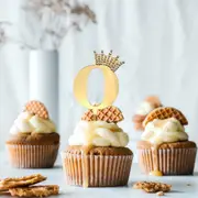 Acrylic Gold Number 0 Rhinestone Crown Cake Topper