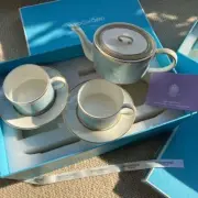 Wedgewood Helia Teapot Cup & Saucer Set Fine Bone China Rare