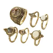 Vintage Gold Knuckle Ring Set Cobblestone Geometric Finger Rings Fashion Jewelry for Women