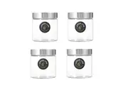 4 X 830ML Glass Jar Stainless Steel Lid Food Kitchen Pantry Storage Container