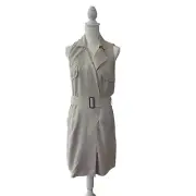 Banana Republic Khaki Beige Trench Sherlock Dress Belted NWT Womens Size 8