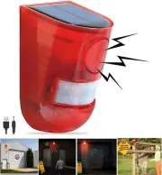 Solar Sound & Light Alarm Motion Sensor 110 Decibels Siren Sound Alert &...