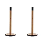 2x Davis & Waddell Bamboo Tissue Paper Towel Holder Storage Stand 35cm NTRL/BLK