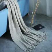 120*240cm Cozy Decorative Knit Woven Throw Blanket Sofa Throw Bed Throw Bed Blanket - Grey