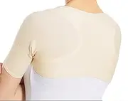 Double Shoulder Support Belt, Bamboo Charcoal Cotton Shoulders, Adjustable Support Correction Strap for Shoulder Injury Prevention and Recovery,XL,Beige