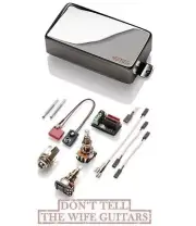 EMG 60A CHROME ALNICO HUMBUCKER PICKUP 18.7mm THREADED LONG SHAFT POTS & WIRING