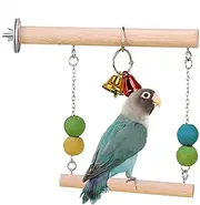 Bird Parrot Swing Toys - Funny Bell-Attached Parrot Perch Natural - Training Stand Holder Exercise Stand, Bird Play Gym for Parakeet, Conure, Cockatiel