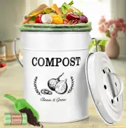 Countertop Compost Bin Kitchen,Odor Resistant Indoor Compost Bin with Lid and Co
