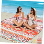 Beach Blanket, Sandproof Beach Mat, Waterproof 79" X 83"（1~4 person） Orange-a