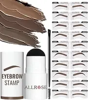 ALLROSE Eyebrow Stamp Stencil Kit - One Step Brow Stamping With 20 Stencils, Waterproof Perfect Eyebrow Shaping, Easy to Use, Dark Brown
