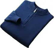 [Hamthuit] Men Zipper Half Turtleneck Long-Sleeved Business Sweater Mock Neck Knitwear Sweater Long Sleeve Thick Bottom Jumper