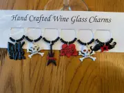ROCKER, ROCK STAR " SET OF 6 HANDCRAFTED" Wine Glass Charm drink markers