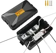 Outdoor Electrical Box, Waterproof Extension Cord Cover with 7 Cable Seal Entry, Weatherproof Electrical Connection Box for Outlet, Power Strips, Holiday Light, Indoor & Outdoor, Black