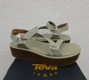 TEVA MADERA EUCALYPTUS LEATHER PLATFORM WEDGE SANDALS, WOMEN US 11/ EUR 42 ~NIB